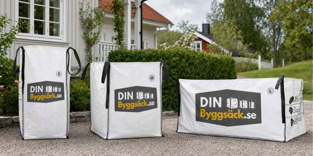 Storsäckar i olika storlekar för byggavfall och renoveringsprojekt